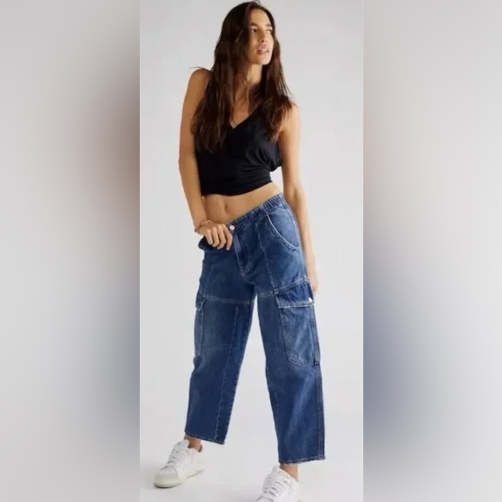 Free People All Star Pull-On Jeans in Booyah Blue Size XS Cargo